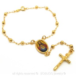 CP0023 BOBIJOO Jewelry Rosary Bracelet, Gold Jesus