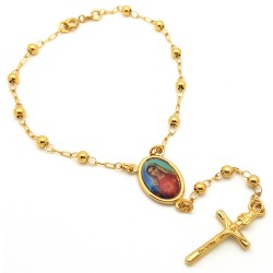 CP0024 BOBIJOO Jewelry Rosary Bracelet, Gold Marie