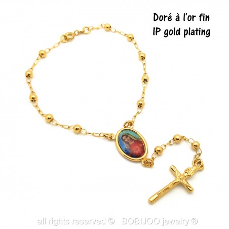 Chapelet Bracelet Doré à l'Or Fin Marie bobijoo
