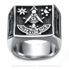 BA0059 BOBIJOO Jewelry Ring Signet ring Aude Vide Tace, skull Masonic Frank Mason