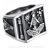 BA0059 BOBIJOO Jewelry Ring Siegelring Aude Leer Tace schädel Masonic Freimaurer