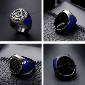 BA0060 BOBIJOO Jewelry Ring Siegelring Masonic Freimaurer Caducee ärztekammer