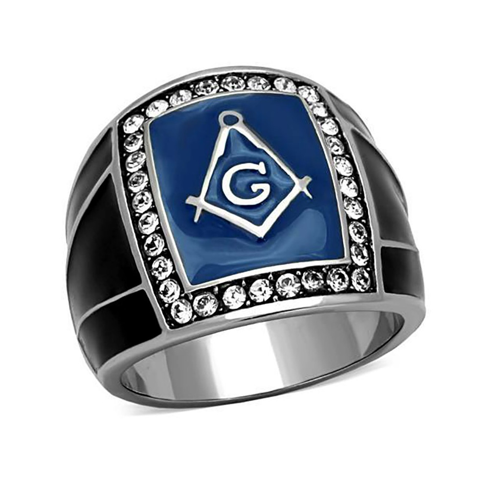 Freimaurer Ring Herren Edelstahl Tempelritter Ring Masonic Siegelring Symbol G 