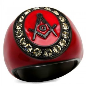 Bague Chevalière Masonic Franc Maçon Email Bordeau Acier Inoxydable bobijoo