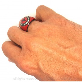 BA0064 BOBIJOO Jewelry Anello Con Sigillo Massonica Frank Mason E-Mail Bordeau In Acciaio Inox
