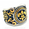 BA0066 BOBIJOO Jewelry Anello anello Fleur-de-Lis Oro e Acciaio Inox Nero