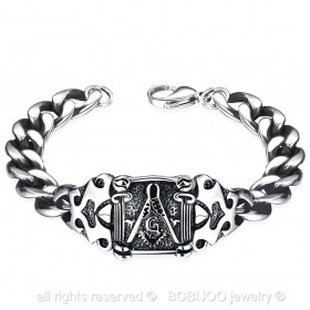 GO0003 BOBIJOO Jewelry Curb Chain Bracelet Masonic Frank Mason