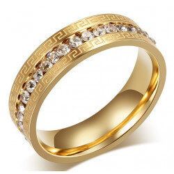 AL0046 BOBIJOO Jewelry Allianz-Original-Gravur-Ring mit Strass-Vergoldet, Gold
