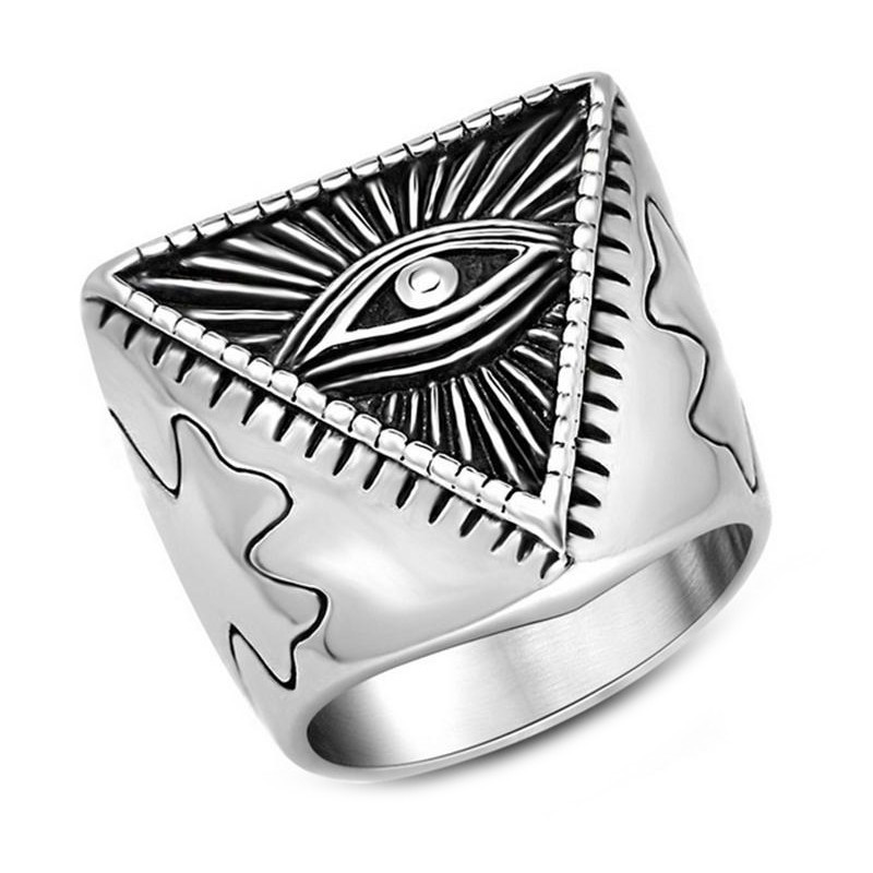 BOBIJOO Jewelry - Anillo, Illuminati De La Pirámide De Ojo Acero Inoxidable - 19,90 €