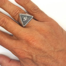BA0069 BOBIJOO Jewelry Ring Illuminati-Pyramide Auge Edelstahl