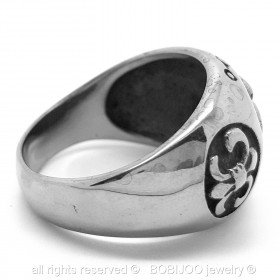 Bague Chevalière Fleur de Lys Acier Inoxydable bobijoo