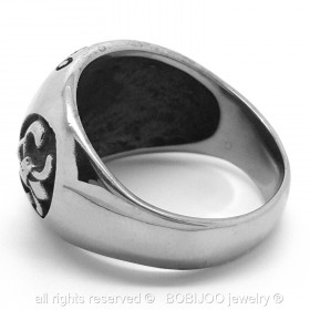 Bague Chevalière Fleur de Lys Acier Inoxydable bobijoo