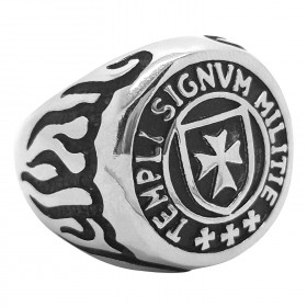 BA0074 BOBIJOO Jewelry Ring Signet Templar Cross Templi Signum Militie