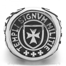 BA0074 BOBIJOO Jewelry Anillo De Signet Cruz Templaria Templi Signum Militie