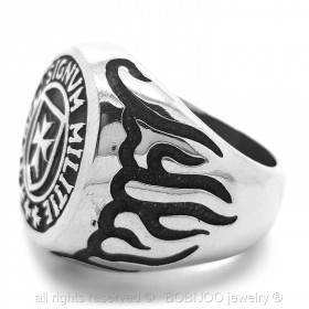 BA0074 BOBIJOO Jewelry Ring Siegelring Kreuz der Tempelritter Templi Signum Militie