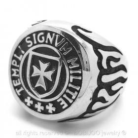 BA0074 BOBIJOO Jewelry Ring Signet Templar Cross Templi Signum Militie