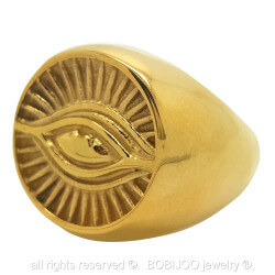 BA0077 BOBIJOO Jewelry Ring Siegelring Illuminati Auge Vergoldet