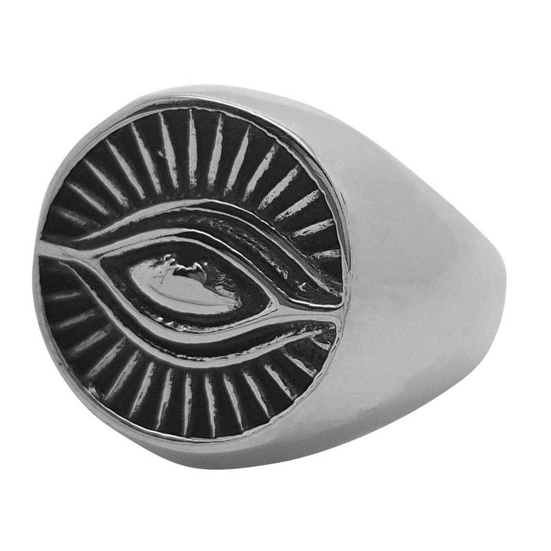 Bague Chevalière Illuminati Oeil Argenté bobijoo