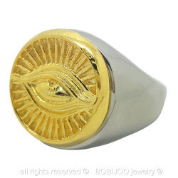 BA0079 BOBIJOO Jewelry Ring Siegelring Illuminati Auge gold-und Silberfarben