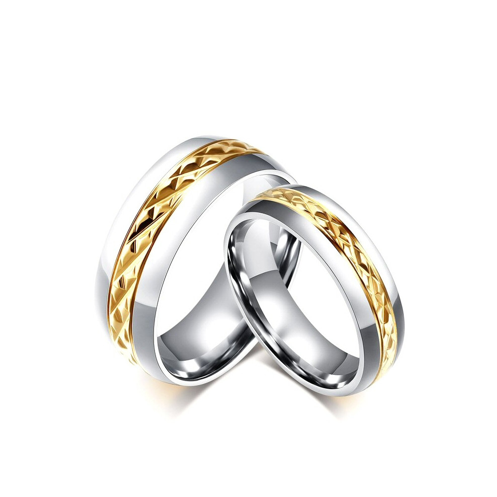 AL0003 BOBIJOO Jewelry Allianz-Stahl-Silber-Vergoldet mit echtgold Facetten
