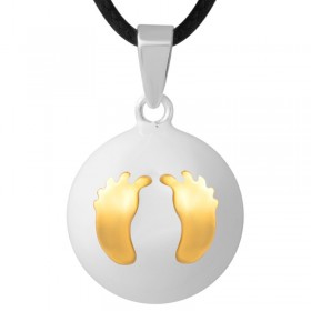 Collier Pendentif Bola Musical Grossesse Pieds bébé Plaqué Or bobijoo