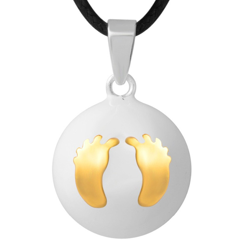 Collier Pendentif Bola Musical Grossesse Pieds bébé Plaqué Or bobijoo