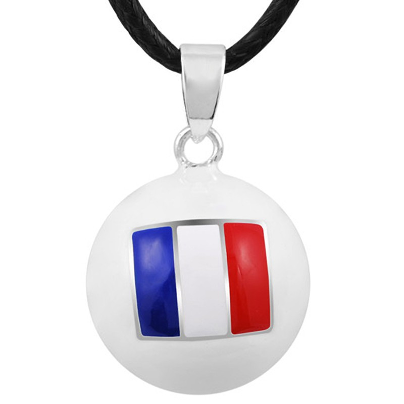 GR0015 BOBIJOO Jewelry Necklace Pendant Bola Musical Pregnancy Flag Blue White Red