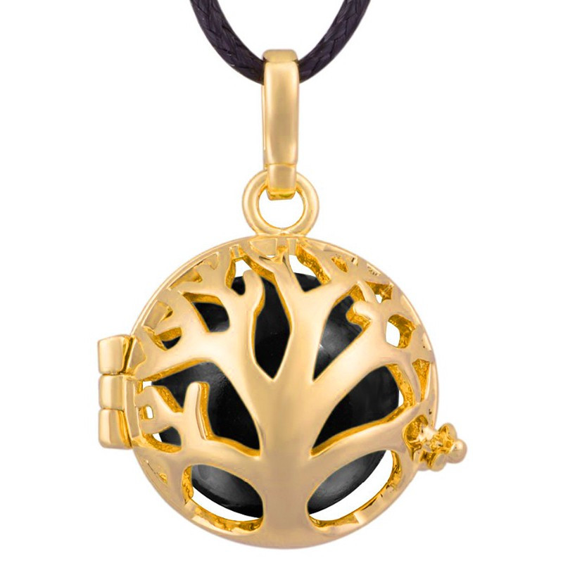 GR0014 BOBIJOO Jewelry Collana Ciondolo Bola Gabbia Musicale Albero della Vita, Oro