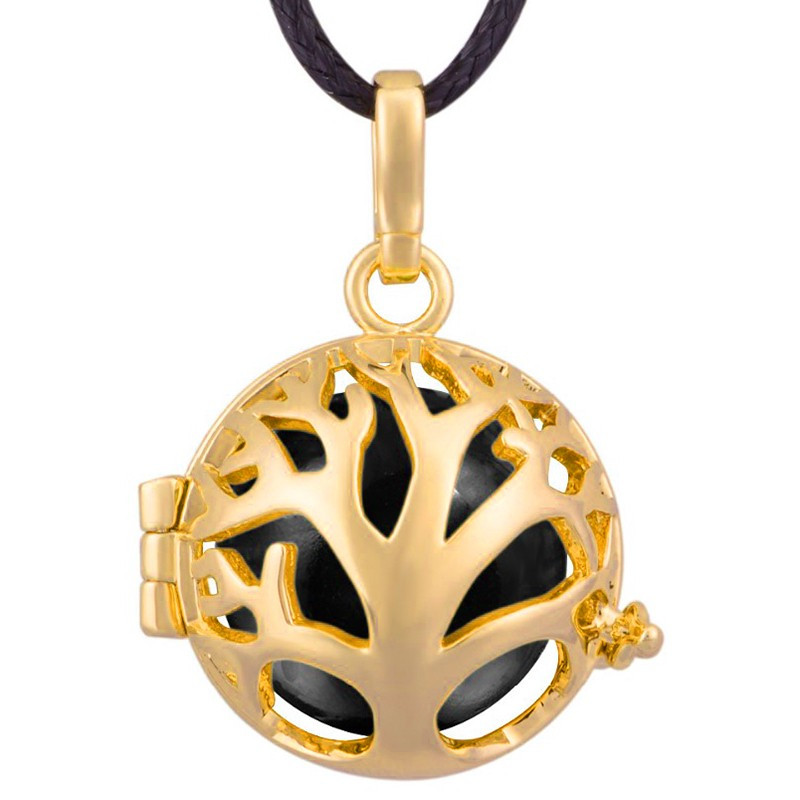GR0014 BOBIJOO Jewelry Necklace Pendant Bola Cage Musical Tree of Life, Gold