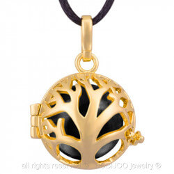 GR0014 BOBIJOO Jewelry Colgante del collar de la Bola de la Jaula Musical Árbol de la Vida, de Oro