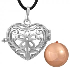 Collier Pendentif Bola Cage Musical Coeur Argenté bobijoo