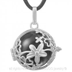 GR0017 BOBIJOO Jewelry Halskette Anhänger Bola Käfig Musical Blume Silber