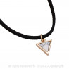 PEF0014 BOBIJOO Jewelry Ras Neck Triangle White Marble Golden Leather