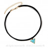 PEF0015 BOBIJOO Jewelry Halsreif Dreieck-Marmor-Blau-Leder-Vergoldet