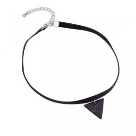 PEF0017 BOBIJOO Jewelry Ras Collo Triangolo Di Marmo Nero In Pelle