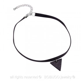 PEF0017 BOBIJOO Jewelry Ras Collo Triangolo Di Marmo Nero In Pelle