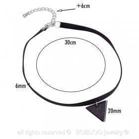 PEF0017 BOBIJOO Jewelry Ras De Cuello Triángulo De Mármol Negro De Cuero