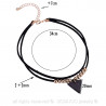 PEF0019 BOBIJOO Jewelry Ras Neck Triangle Black Marble Double Rank and Golden Beads