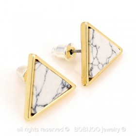 BOF0047 BOBIJOO JEWELRY Earrings Triangle White Marble Grey