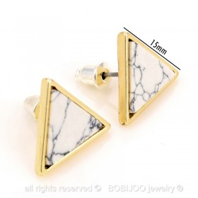 BOF0047 BOBIJOO JEWELRY Earrings Triangle White Marble Grey