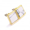 BOF0048 BOBIJOO JEWELRY Earrings Square White Marble Grey