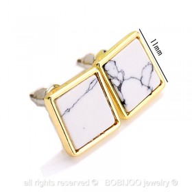 BOF0048 BOBIJOO JEWELRY Earrings Square White Marble Grey