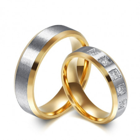 AL0009 BOBIJOO Jewelry Alliance Ring Ring, Gold Silver Couple