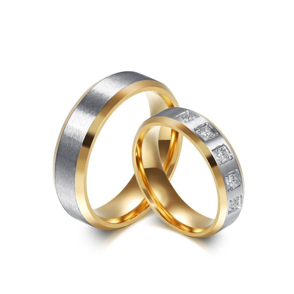Alliance Bague Anneau Doré à l'Or Fin Argenté Couple bobijoo