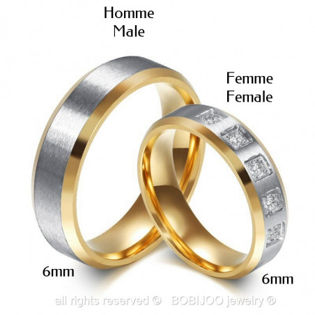 AL0009 BOBIJOO Jewelry Alliance Ring Ring, Gold Silver Couple