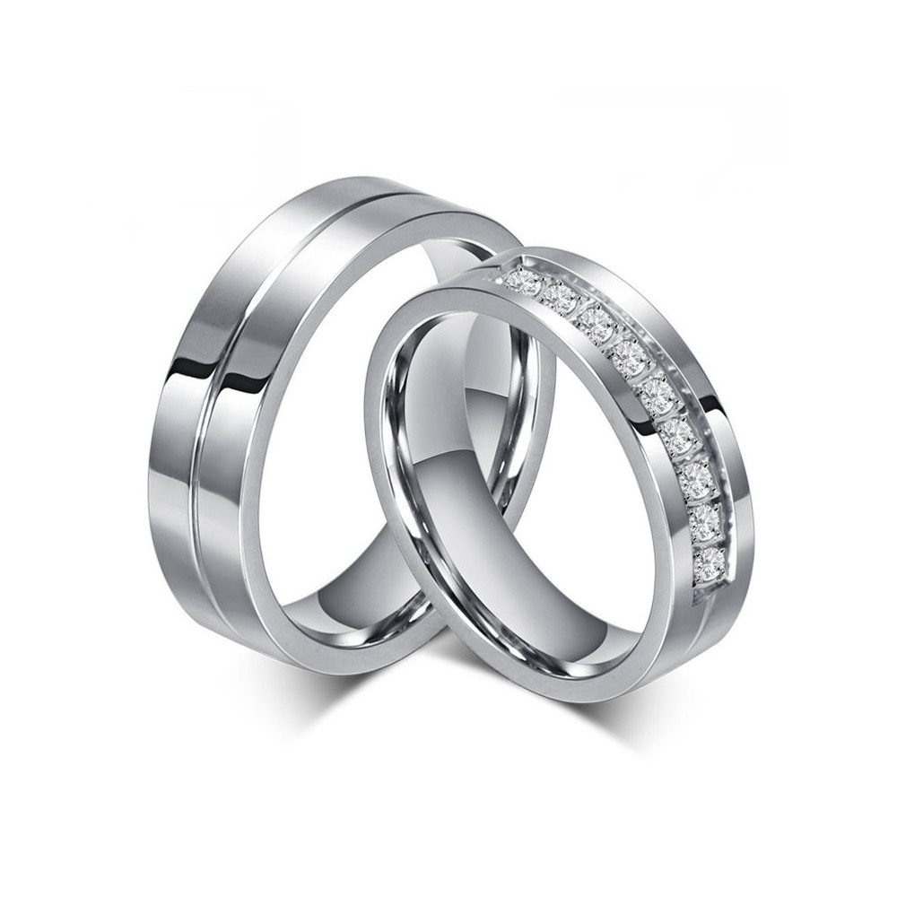 AL0010 BOBIJOO Jewelry Alleanza Anello Anello In Acciaio Inox Strass Coppia