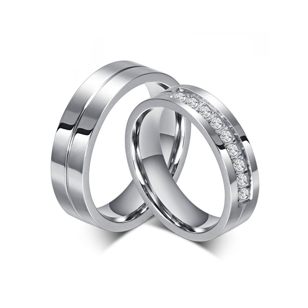 AL0010 BOBIJOO Jewelry Alliance Ring Ring Stainless Steel Rhinestone Couple