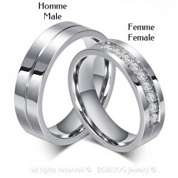 AL0010 BOBIJOO Jewelry Alliance Ring Ring Stainless Steel Rhinestone Couple