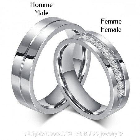 AL0010 BOBIJOO Jewelry Alliance-Ring, Ring Edelstahl Strass Drehmoment