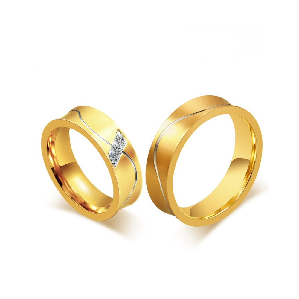 AL0011 BOBIJOO Jewelry Alianza Anillo Anillo chapado en Oro de acabado Curvo, Hombre Mujer